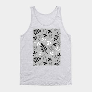 Assorted Leaf Silhouettes BW & Grays Tank Top